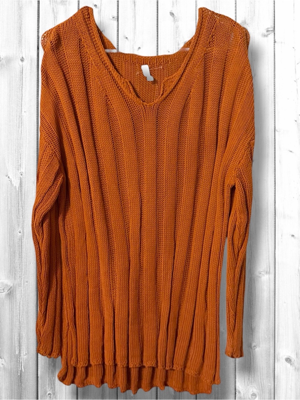 🌼Wishlist Ribbed V-Neck Chunky Sweater in Burnt Orange